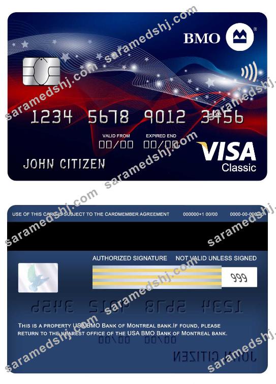 USA BMO Bank of Montreal bank visa classic card